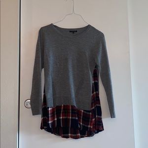 Gray and Plaid Patchwork Sweater